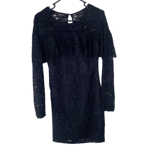 Panhandle Eyelet Lace Dress Womens L Black Lined Western - Picture 2 of 13